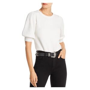 LINI Womens White Crew Neck Crop Top Sweater XS